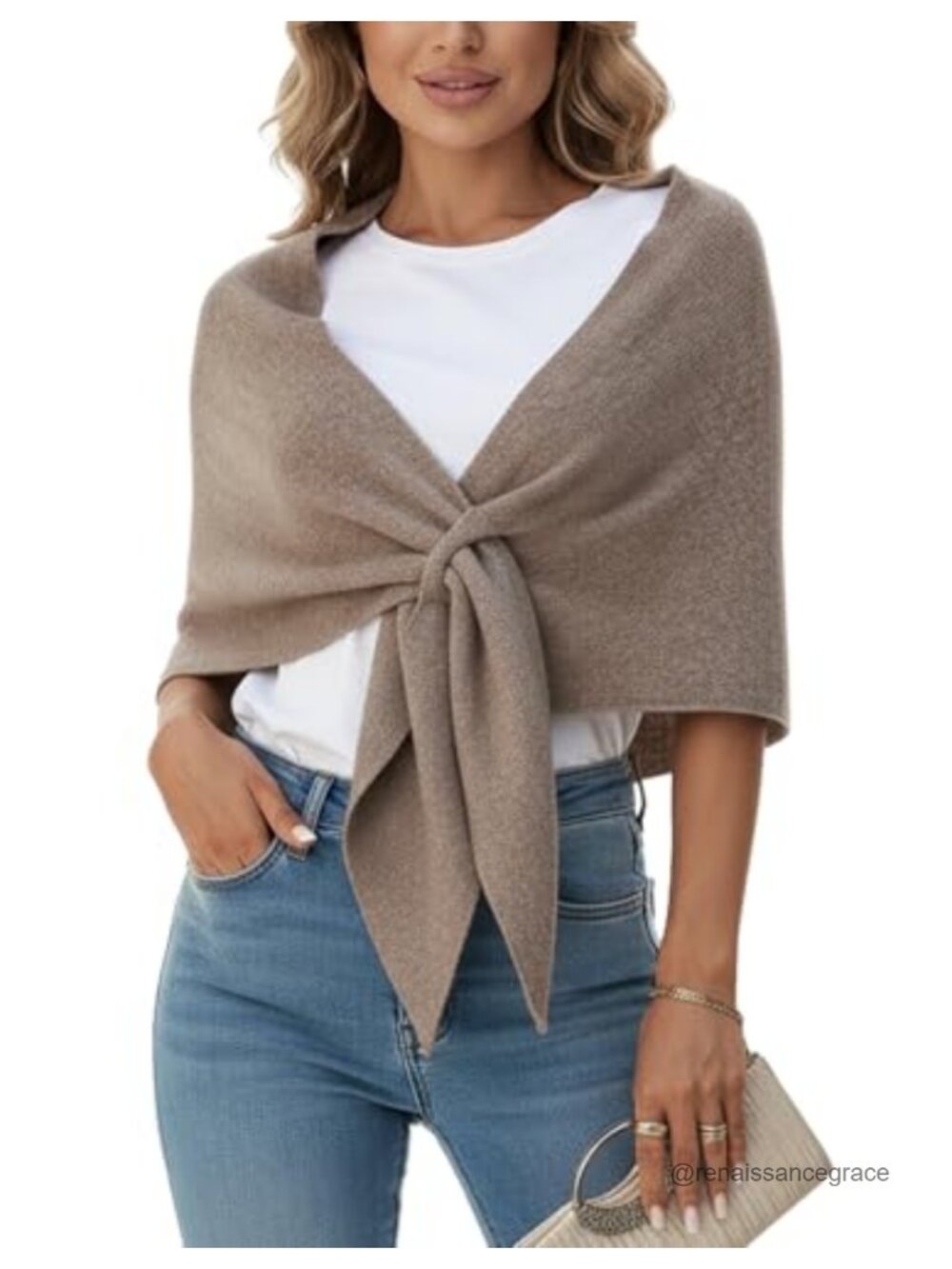 Knit Shawl Wrap Poncho Cardigan Triangle Cape Scarf 100% Polyester